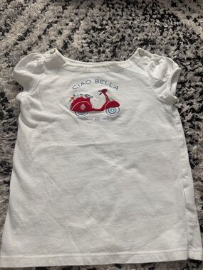 Janie and Jack White Tee with Red Scooter Embroidery